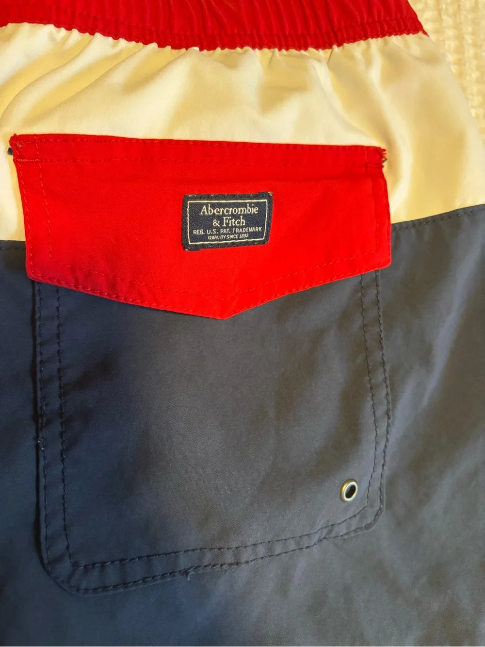 Abercrombie & Fitch men tri-color colorblocked swim trunk size Large